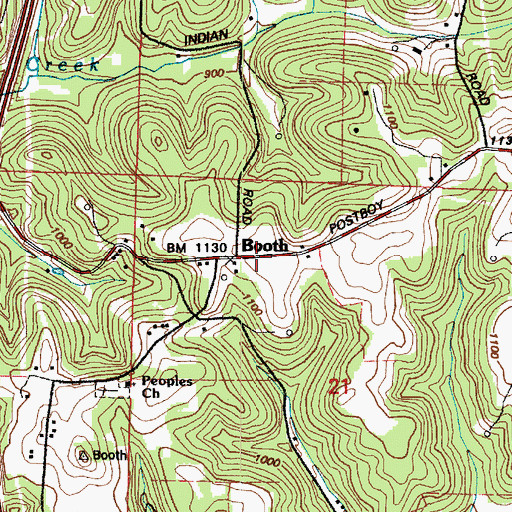 Topographic Map of Booth, OH