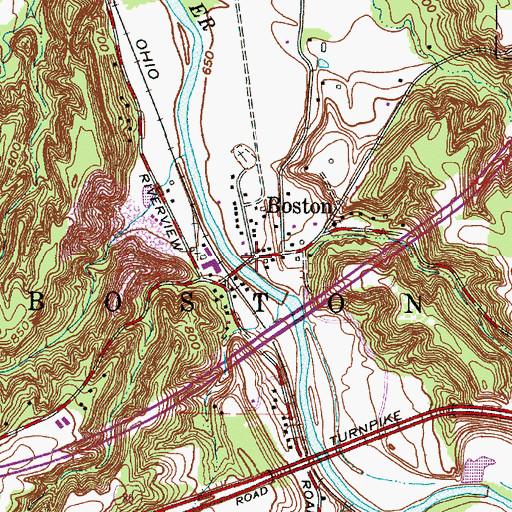 Topographic Map of Boston, OH