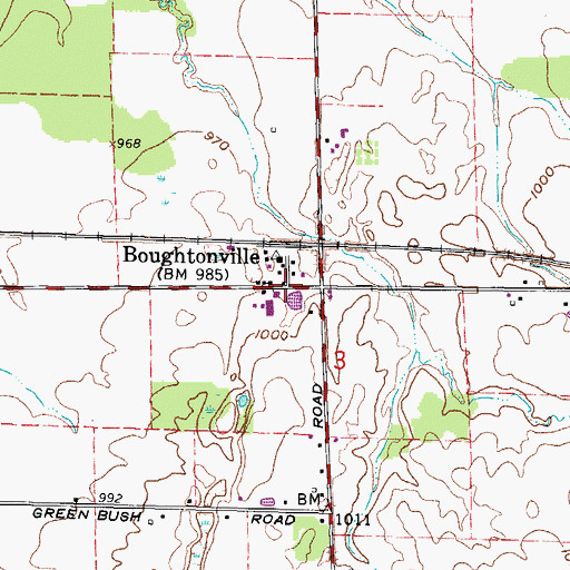 Topographic Map of Boughtonville, OH