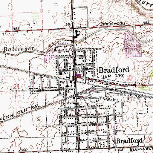 Topographic Map of Bradford, OH