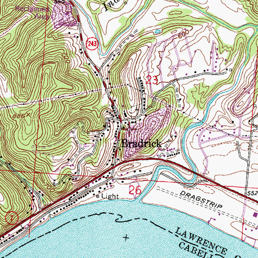 Topographic Map of Bradrick, OH