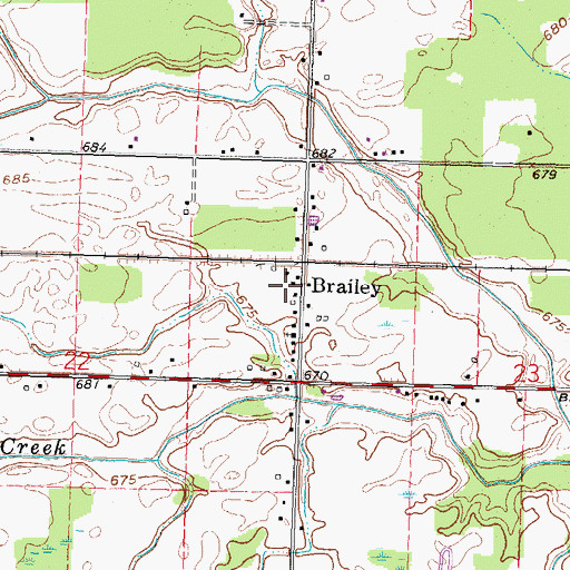 Topographic Map of Brailey, OH