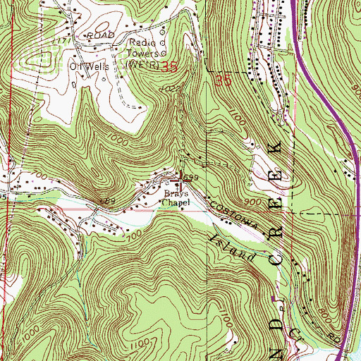 Topographic Map of Brays Chapel, OH