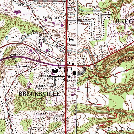 Topographic Map of Brecksville, OH
