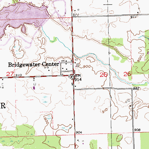 Topographic Map of Bridgewater Center, OH