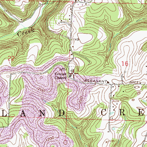 Topographic Map of Center Chapel, OH