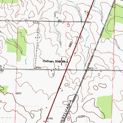 Topographic Map of College Hill Church, OH