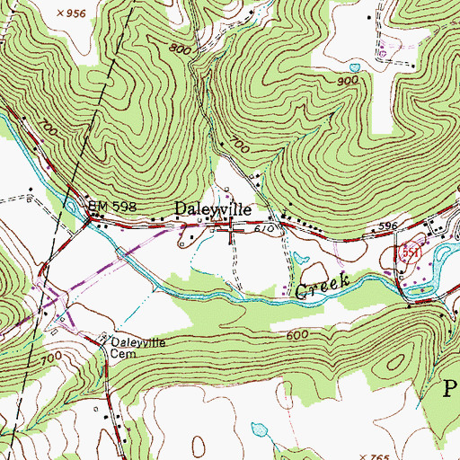Topographic Map of Daleyville, OH
