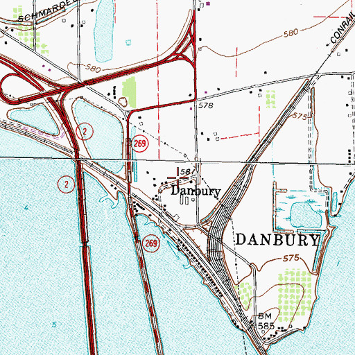 Topographic Map of Danbury, OH