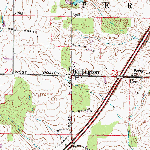 Topographic Map of Darlington, OH