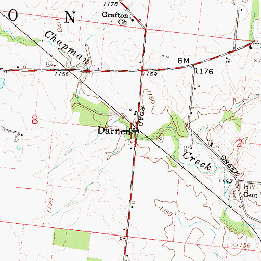 Topographic Map of Darnell, OH