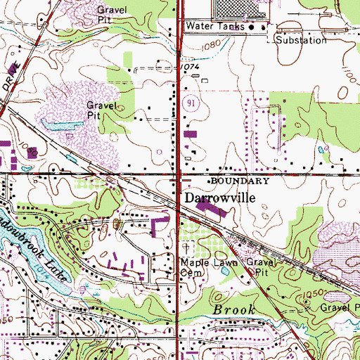 Topographic Map of Darrowville, OH