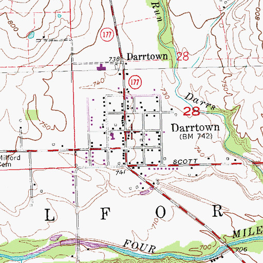Topographic Map of Darrtown, OH