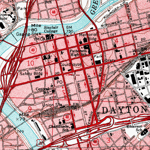 Topographic Map of Dayton, OH