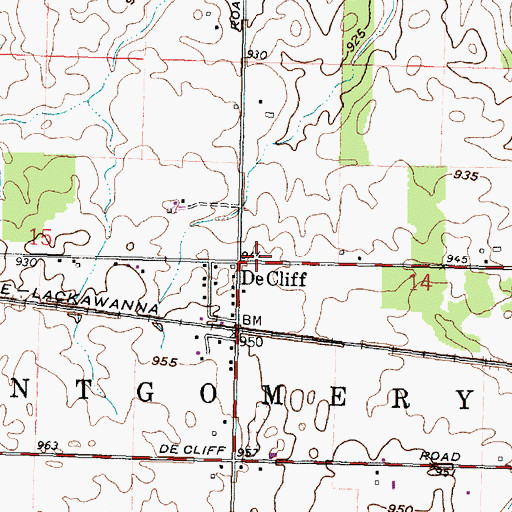 Topographic Map of DeCliff, OH
