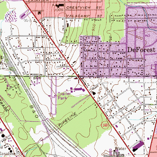 Topographic Map of DeForest, OH