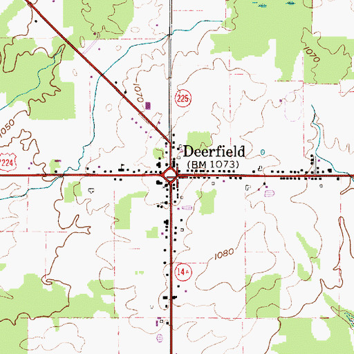 Topographic Map of Deerfield, OH