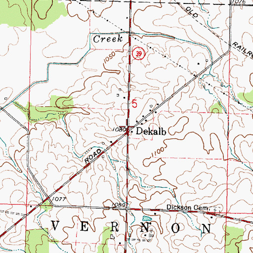 Topographic Map of Dekalb, OH