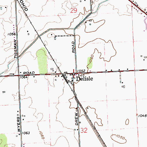 Topographic Map of Delisle, OH