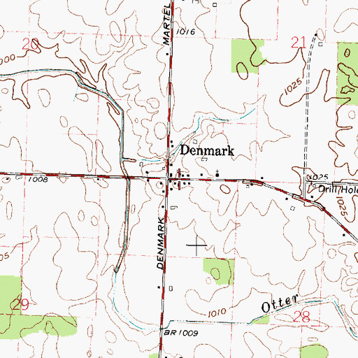 Topographic Map of Denmark, OH