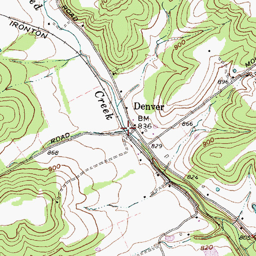 Topographic Map of Denver, OH