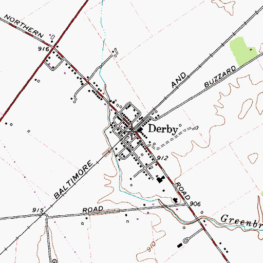Topographic Map of Derby, OH
