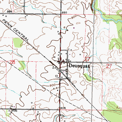 Topographic Map of Deunquat, OH