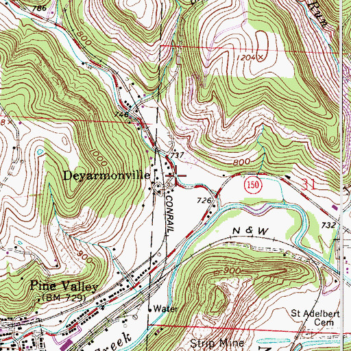 Topographic Map of Deyarmonville, OH
