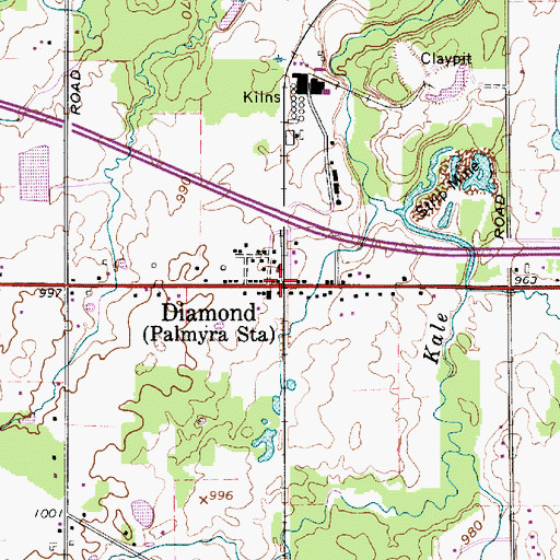 Topographic Map of Diamond, OH