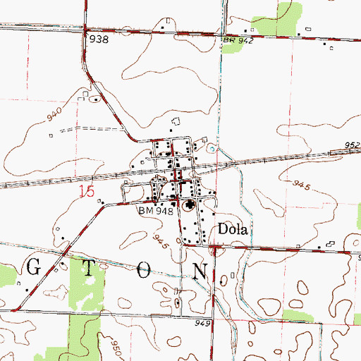 Topographic Map of Dola, OH
