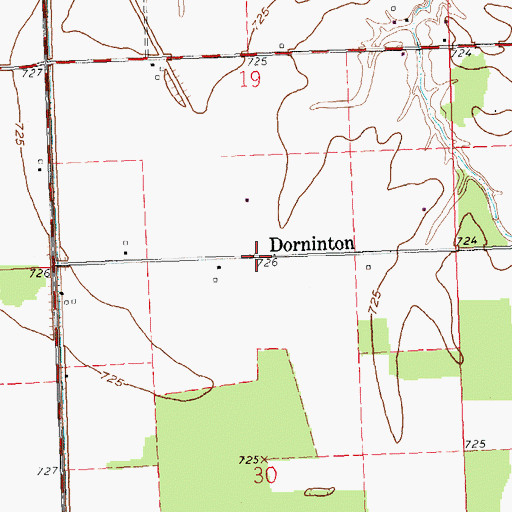 Topographic Map of Dorninton, OH