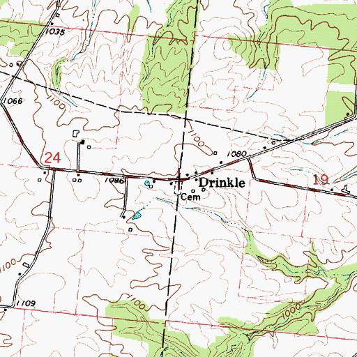 Topographic Map of Drinkle, OH