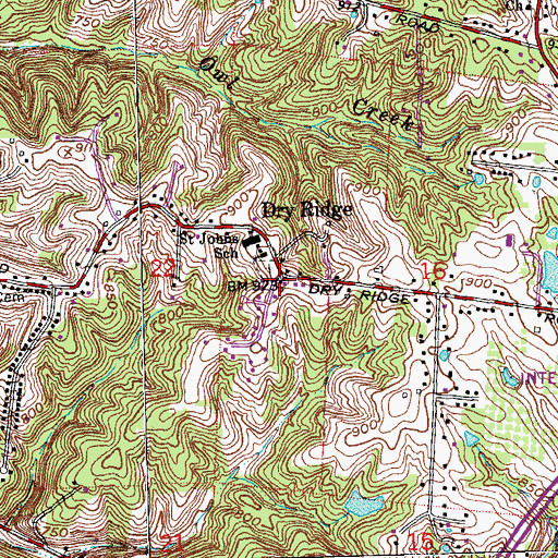 Topographic Map of Dry Ridge, OH