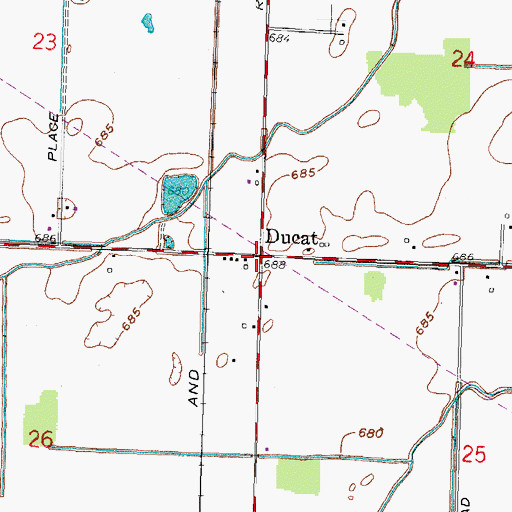 Topographic Map of Ducat, OH