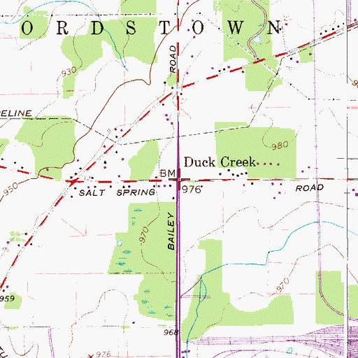 Topographic Map of Duck Creek, OH