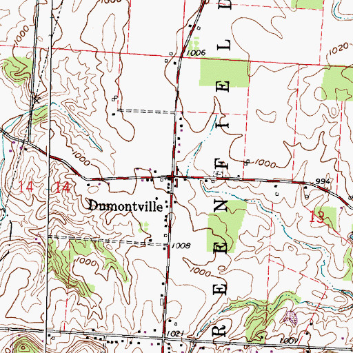 Topographic Map of Dumontville, OH