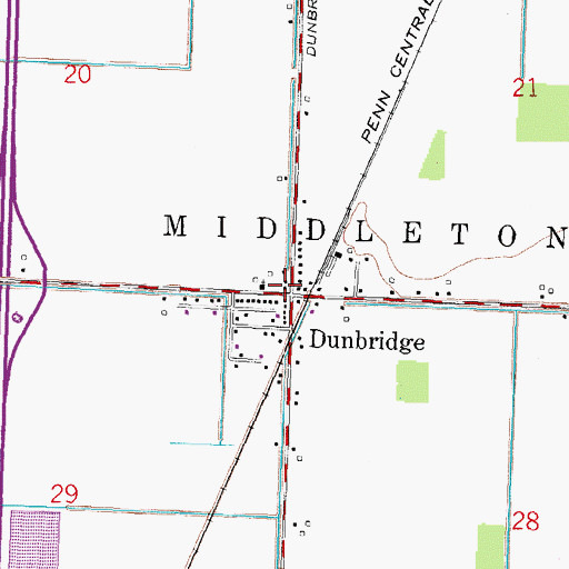 Topographic Map of Dunbridge, OH