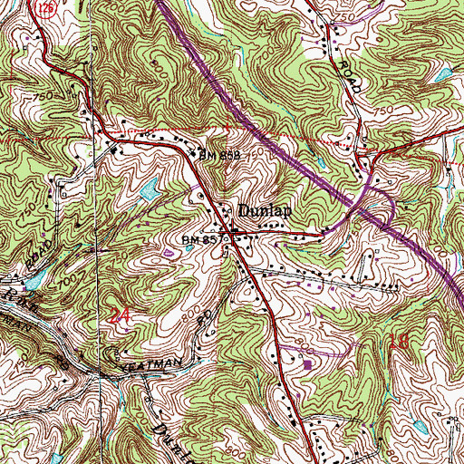 Topographic Map of Dunlap, OH