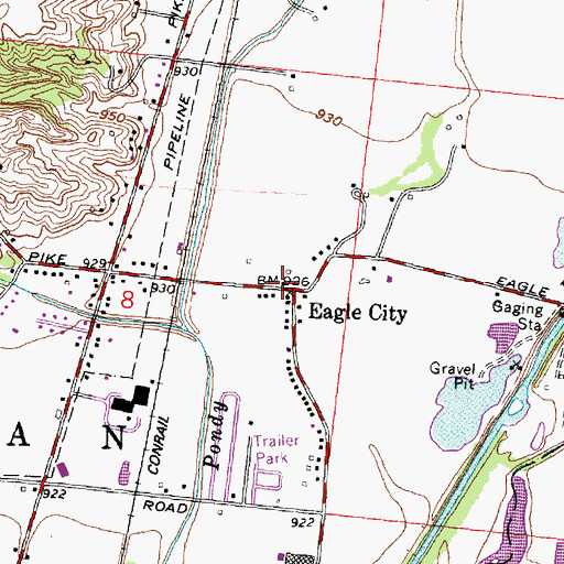Topographic Map of Eagle City, OH
