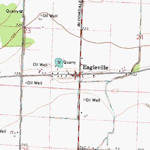 Topographic Map of Eagleville, OH