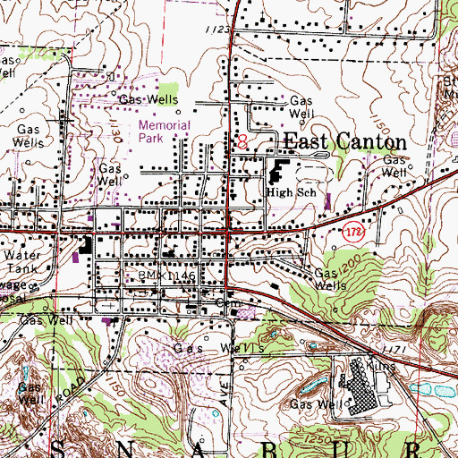 Topographic Map of East Canton, OH