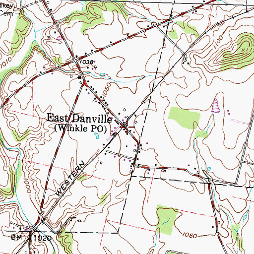 Topographic Map of East Danville, OH