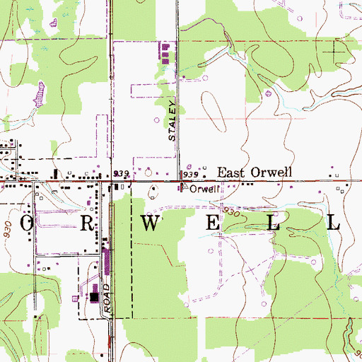 Topographic Map of East Orwell, OH