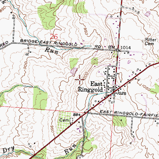 Topographic Map of East Ringgold, OH