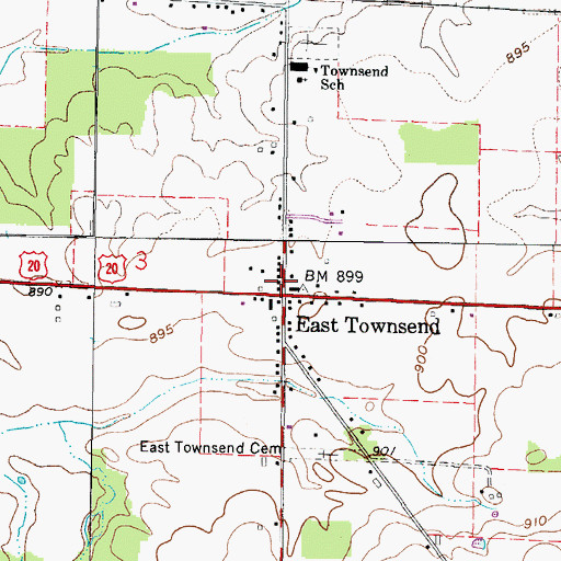 Topographic Map of East Townsend, OH
