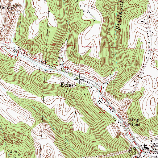 Topographic Map of Echo, OH