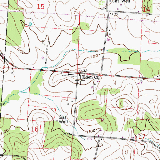 Topographic Map of Eden Church, OH