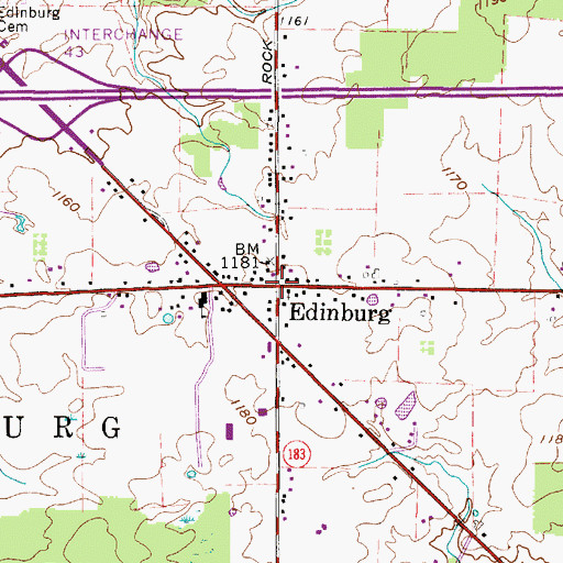 Topographic Map of Edinburg, OH