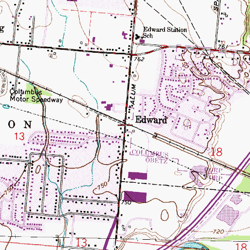 Topographic Map of Edward, OH