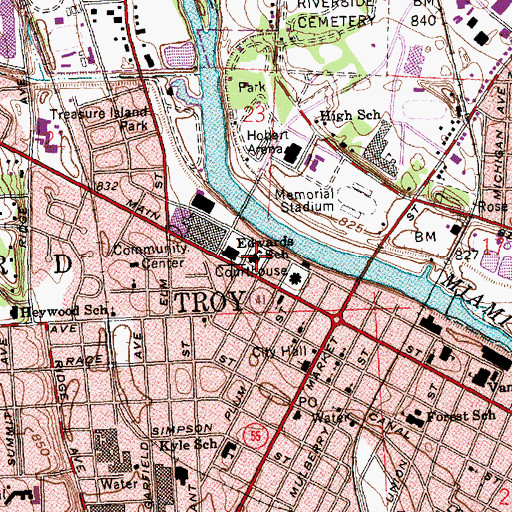 Topographic Map of Edwards School (historical), OH
